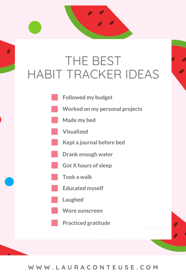 a pin for a blog post that talks about an habit tracker ideas list