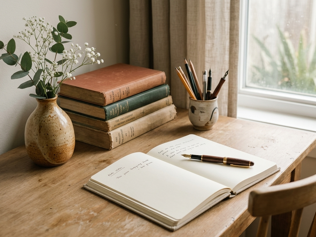 a featured image for a blog post about self-acceptance journal prompts