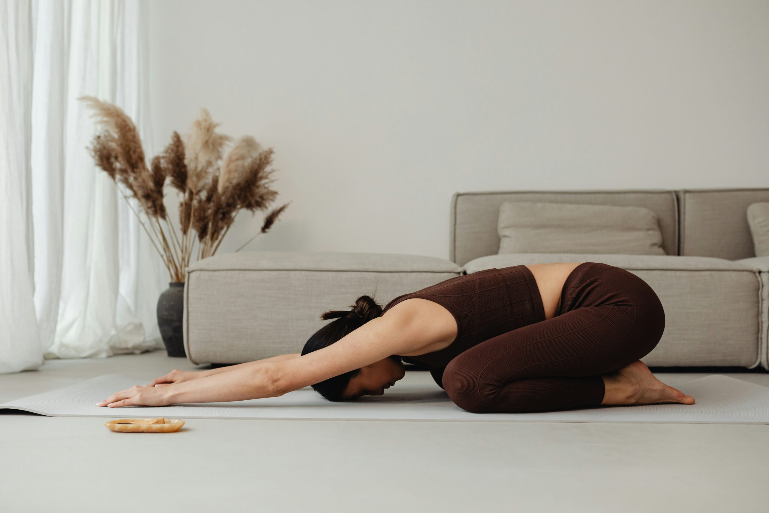 a woman doing yoga