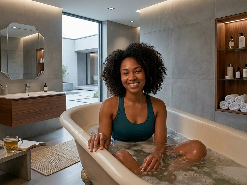 a woman in a bath