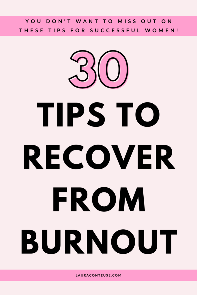 a pin that says in a large font how to recover from burnout