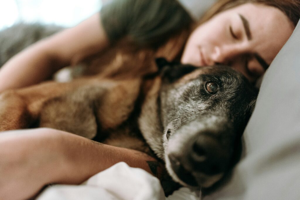a woman sleeping