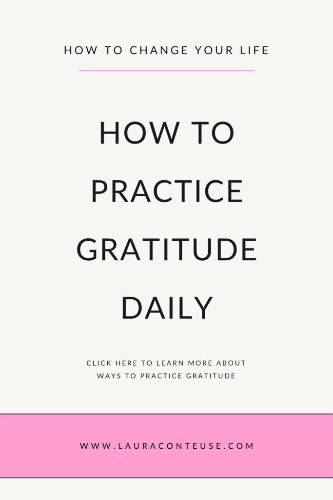 a pin that says in a large font how to practice gratitude