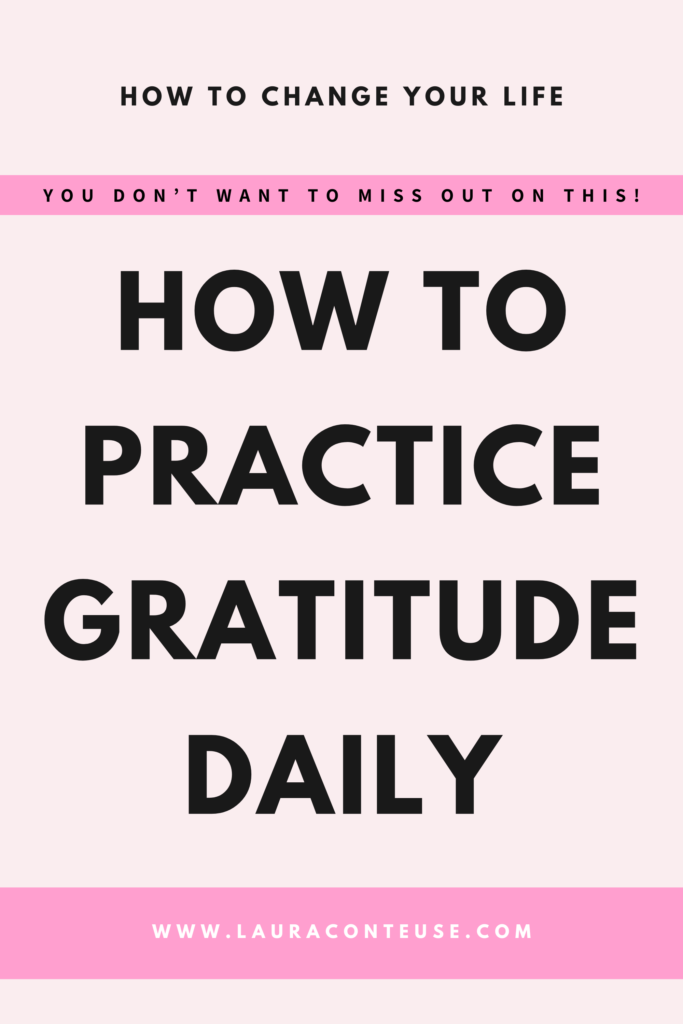 a pin that says in a large font how to practice gratitude