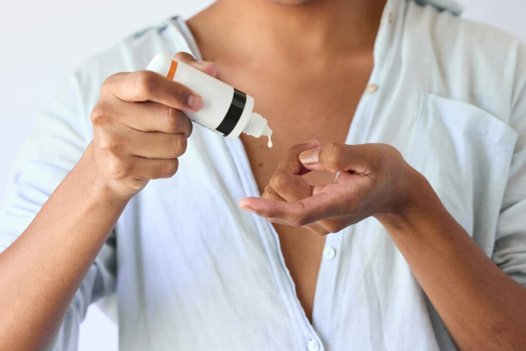 a woman doing skincare