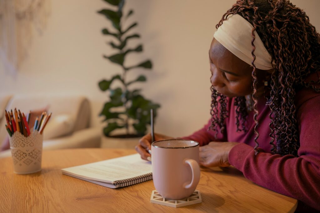 a woman journaling