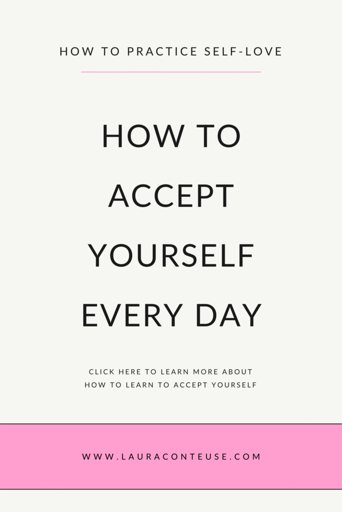 a pin that says in a large font how to accept yourself