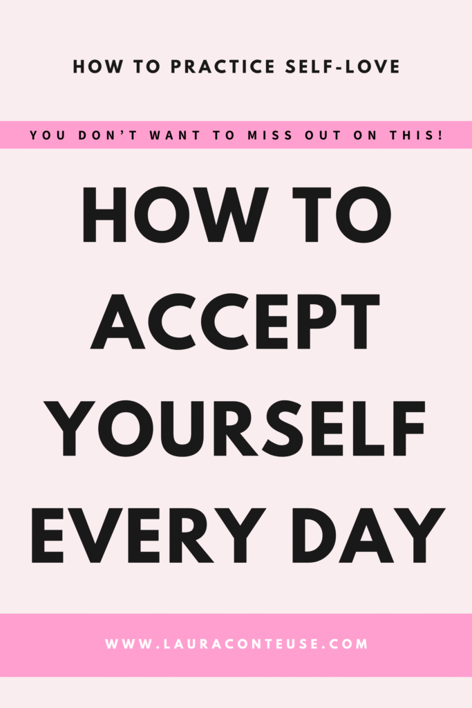 a pin that says in a large font how to accept yourself