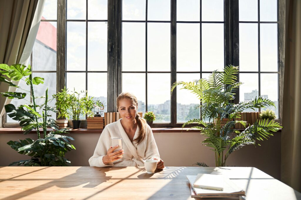a woman enjoying a peaceful life