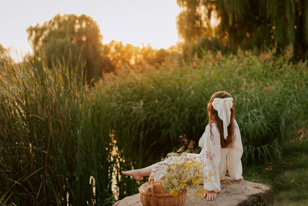 a woman enjoying a peaceful life