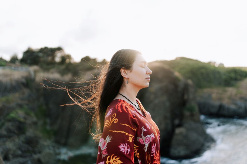 a woman ruminating