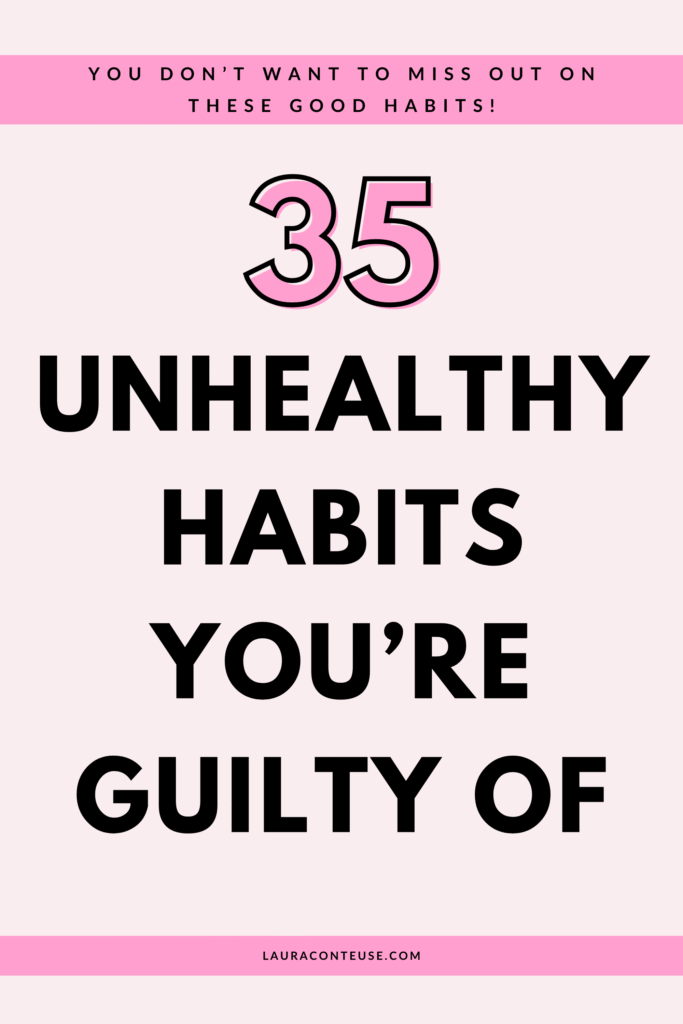a pin that says in a large font unhealthy habits