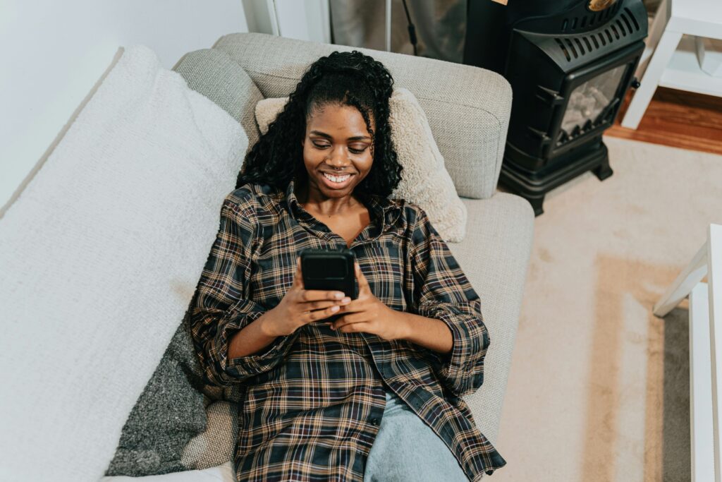 a woman scrolling on her phone