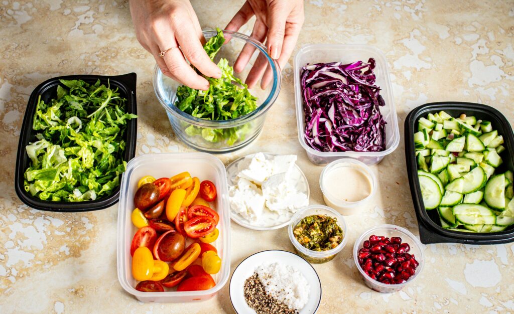 a woman meal prepping