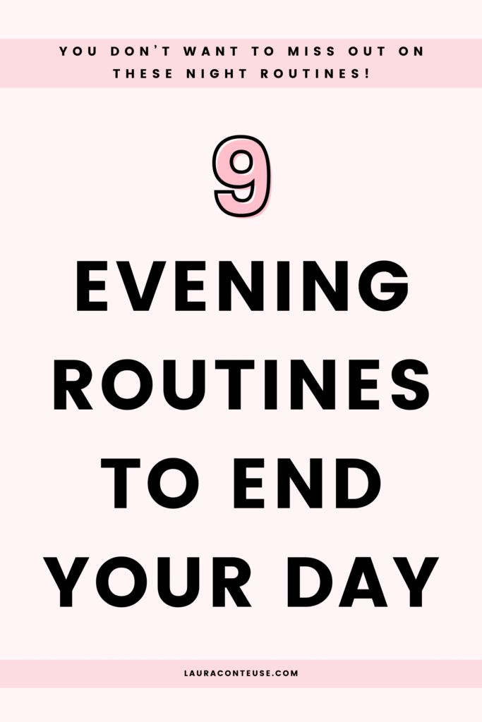 a pin that says in a large font evening routines