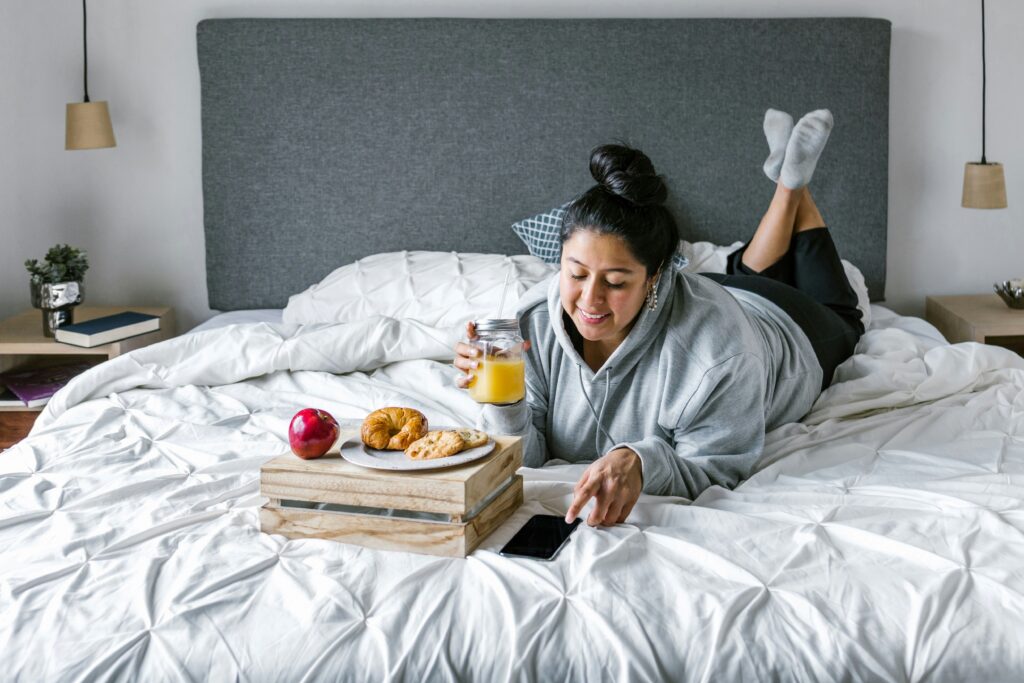 a woman enjoying a healthy day