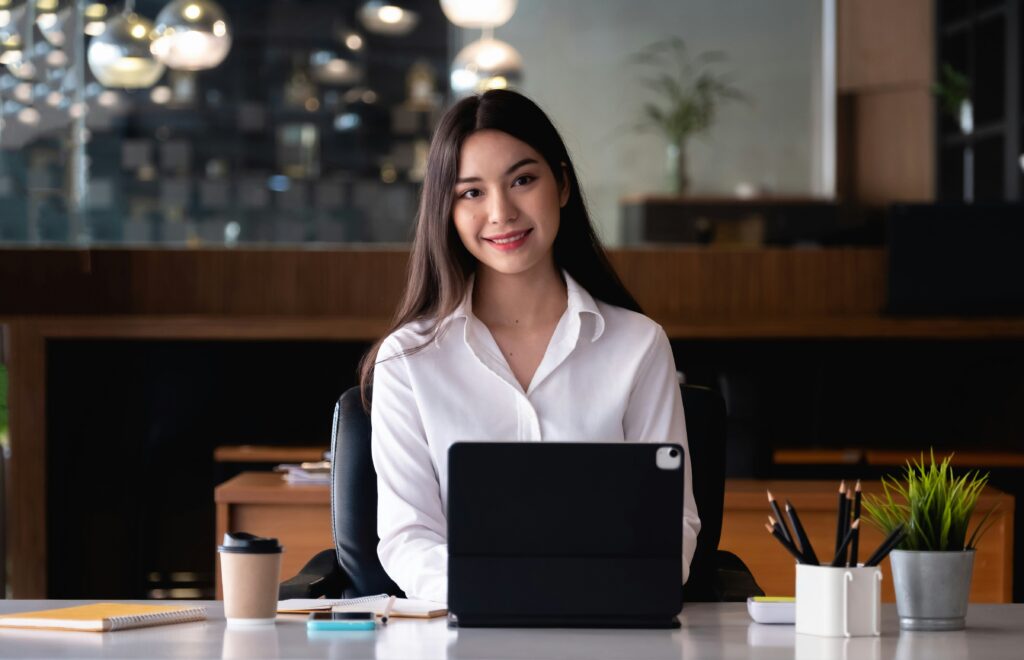 a woman working on her career