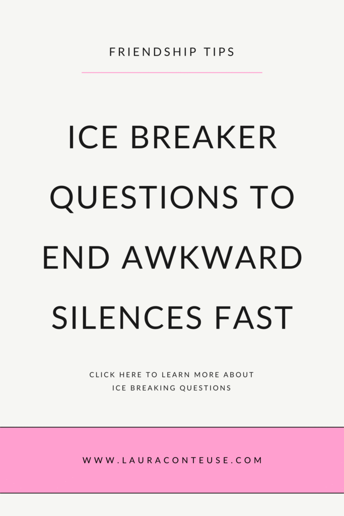 a pin that says in a large font ice breaker questions
