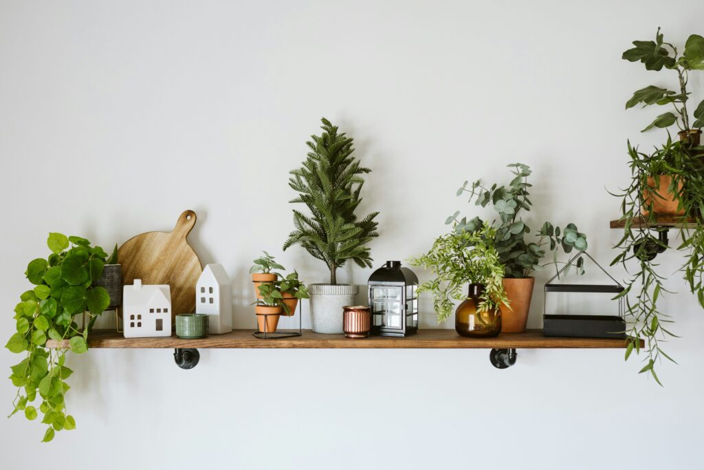 home decor on a shelf