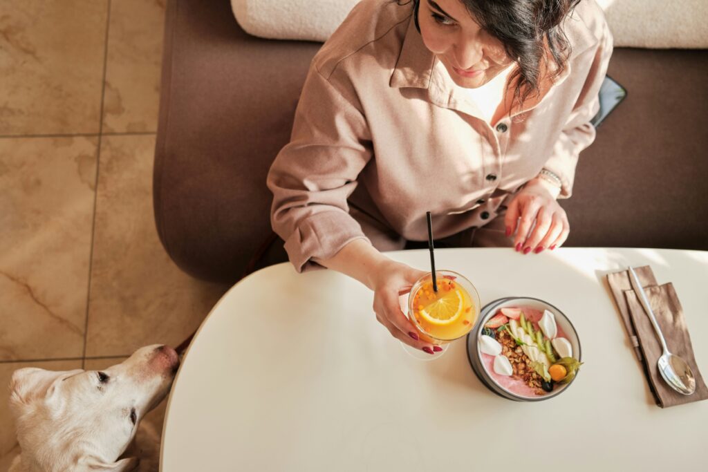 a woman eating