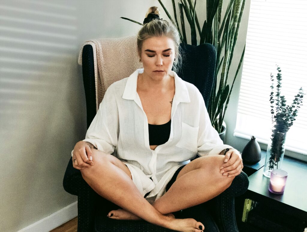 a woman practicing good posture