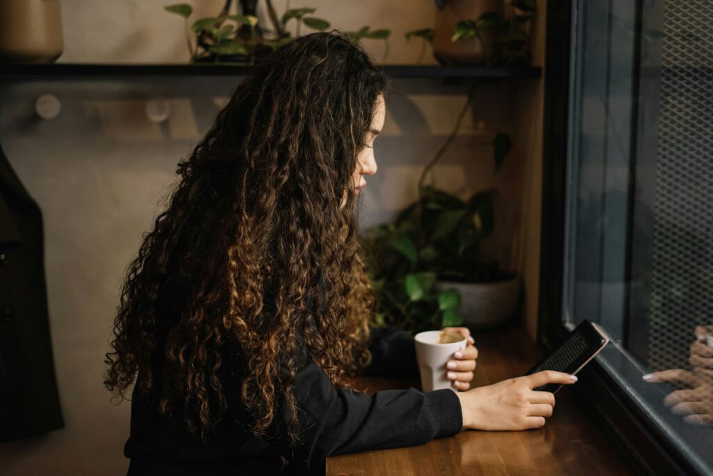 a woman reading