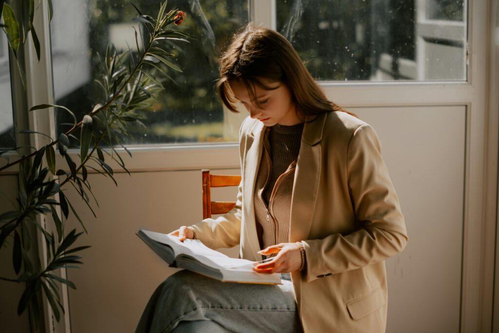 a woman reading