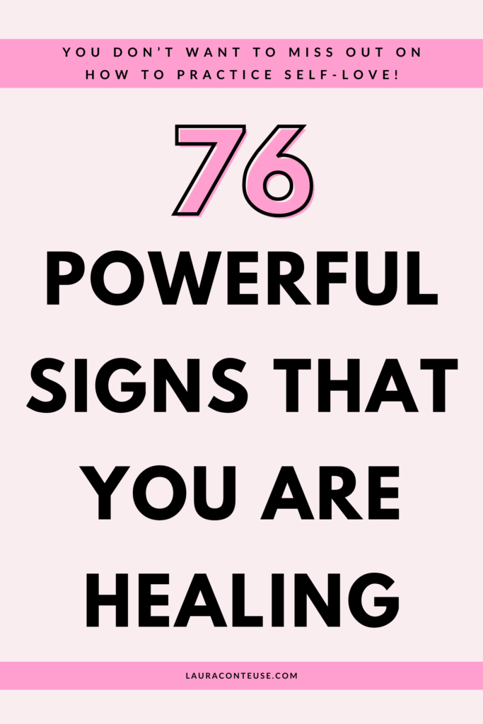 a pin that says in a large font signs that you are healing