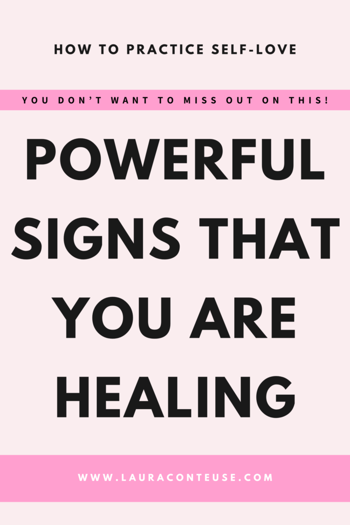 a pin that says in a large font signs that you are healing
