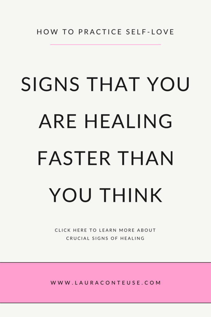 a pin that says in a large font signs that you are healing