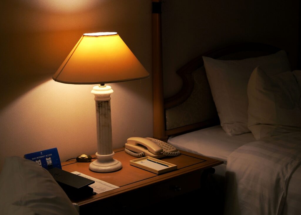 phone on the bedside table