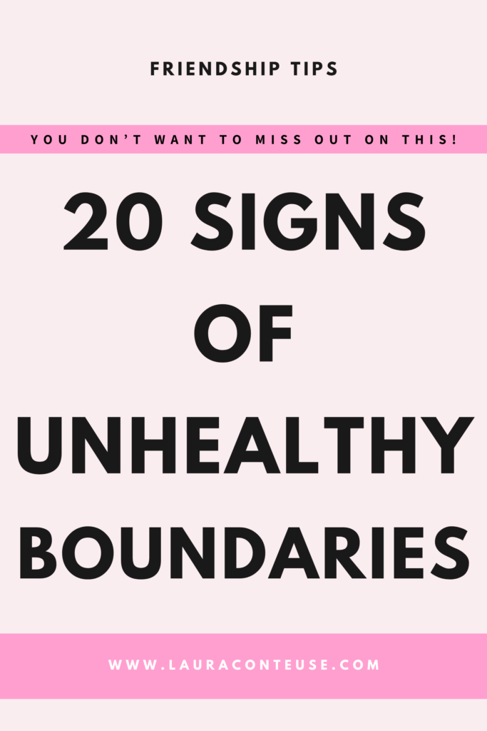 a pin that says in a large font signs of unhealthy boundaries