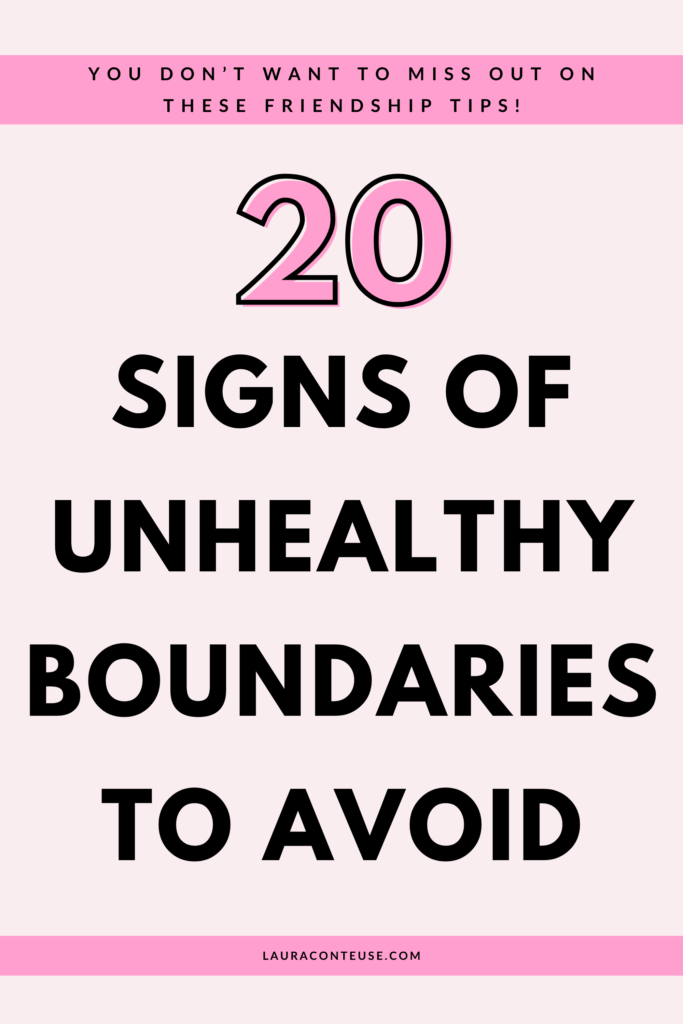 a pin that says in a large font signs of unhealthy boundaries