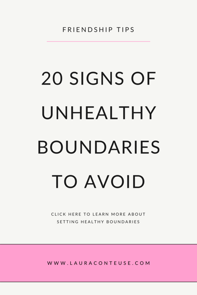 a pin that says in a large font signs of unhealthy boundaries